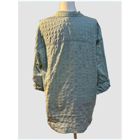 J. Jill Women’s Medium Tunic Top – 100% Cotton – Roll Tab Sleeve – Seafoam Green - Picture 3 of 11
